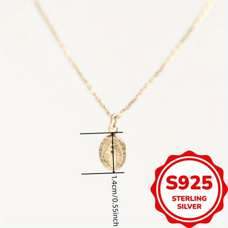 925 Silver Pendant Necklace Vintage Angel 18K Golden Plated Durable
